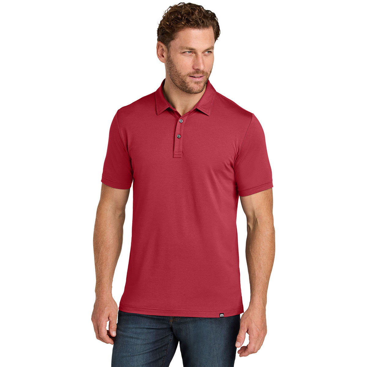 TravisMathew Men's Scooter Red Glenview Solid Polo