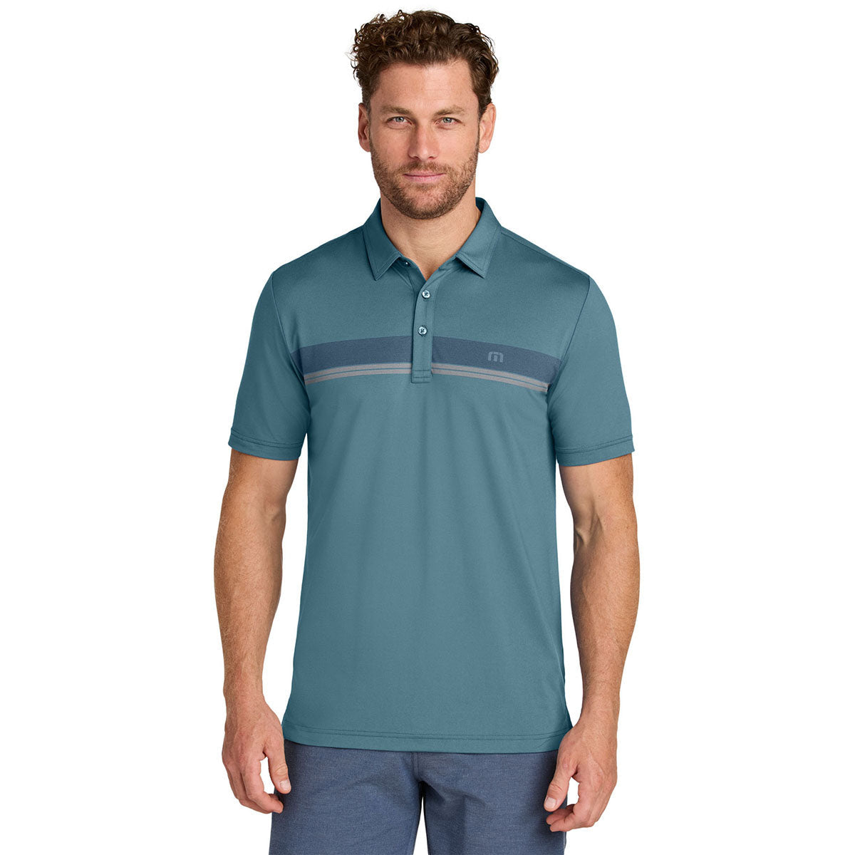 TravisMathew Men's Stellar Blue Glenview Stripe Polo