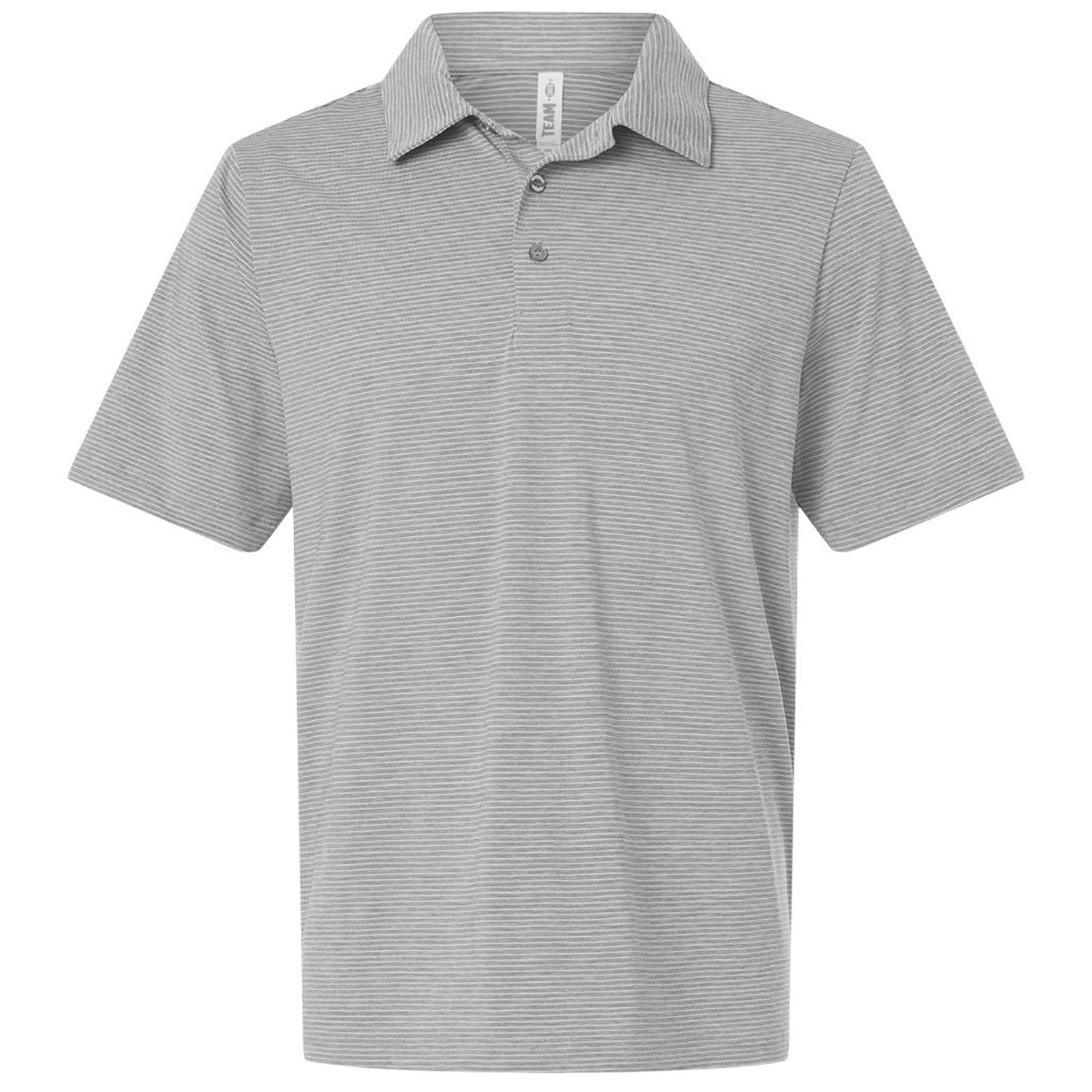 Team 365 Men's Athletic Heather/White Relay Heathered Stripe Polo