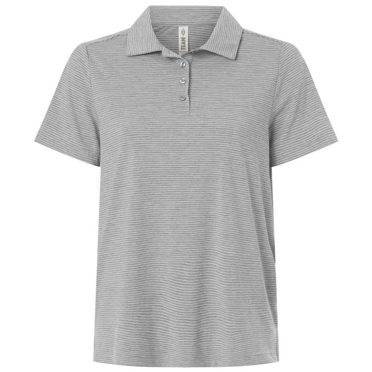 Team 365 Women's Athletic Heather/White Relay Heathered Stripe Polo