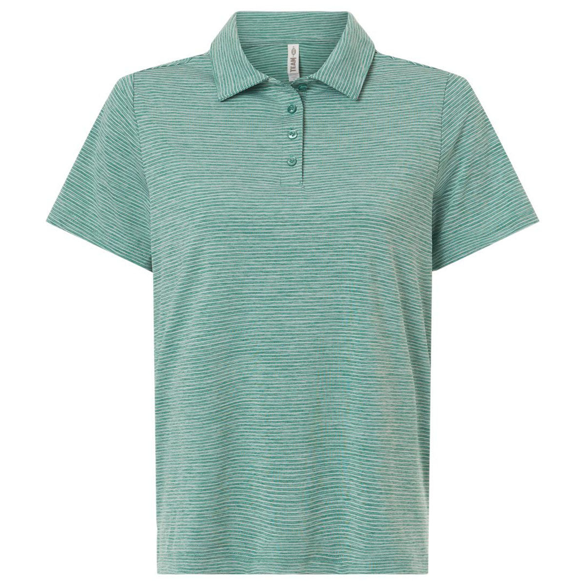 Team 365 Women's Sport Forest Heather/White Relay Heathered Stripe Polo