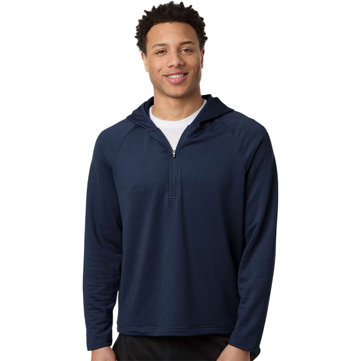 Team 365 Men's Sport Dark Navy Qualify Quarter-Zip Hooded Pullover