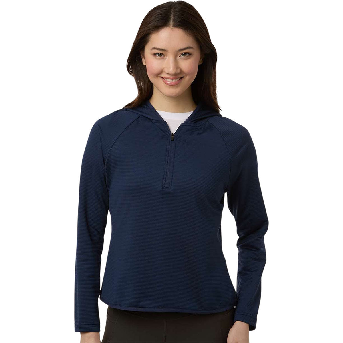 Team 365 Women's Sport Dark Navy Qualify Quarter-Zip Hooded Pullover