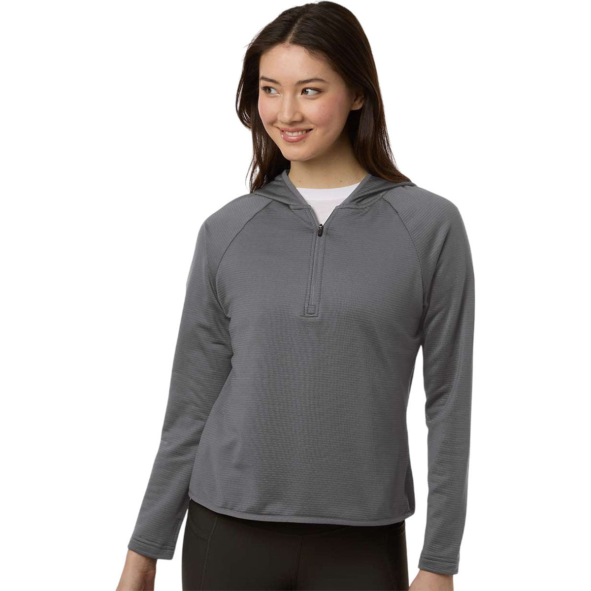Team 365 Women's Sport Graphite Qualify Quarter-Zip Hooded Pullover