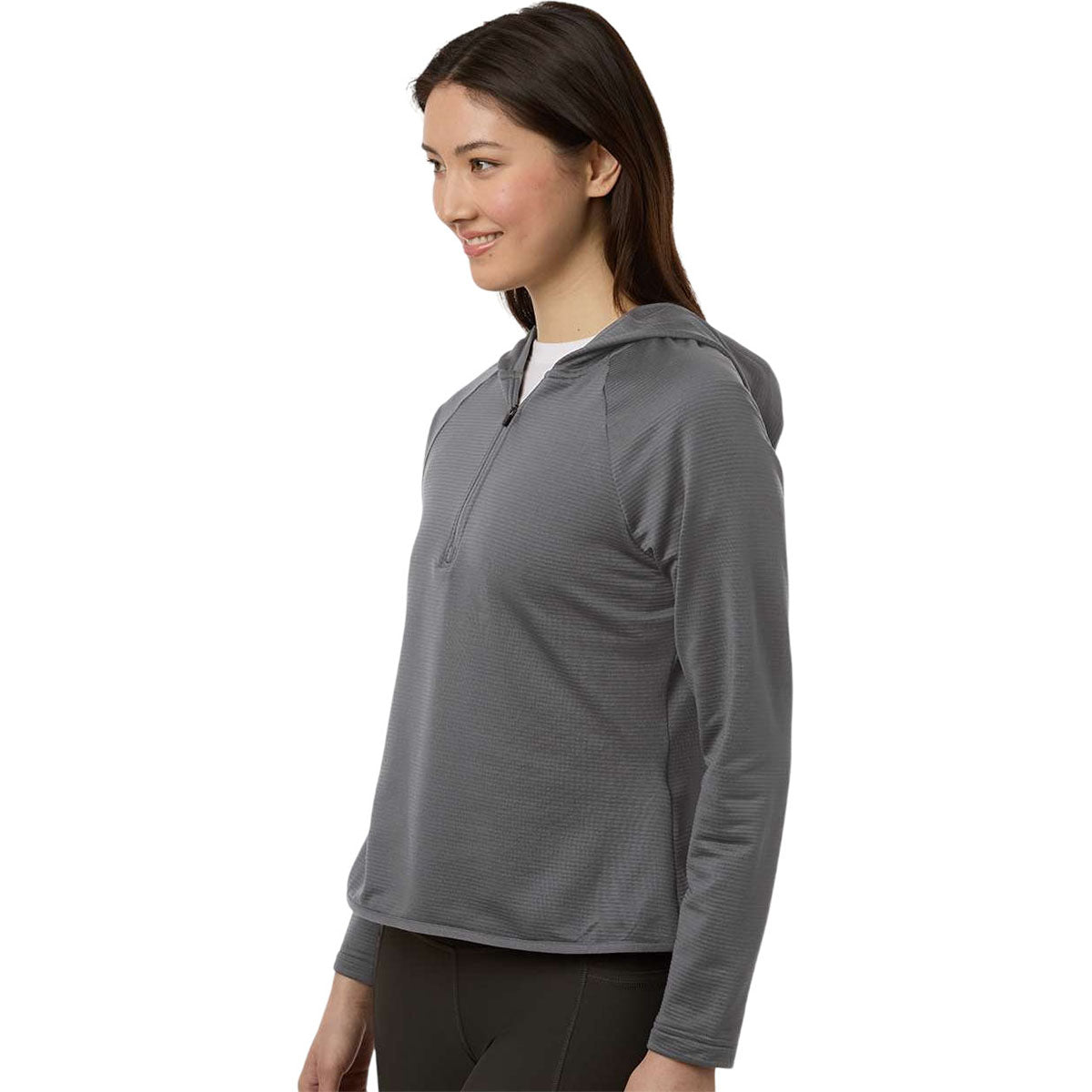 Team 365 Women's Sport Graphite Qualify Quarter-Zip Hooded Pullover