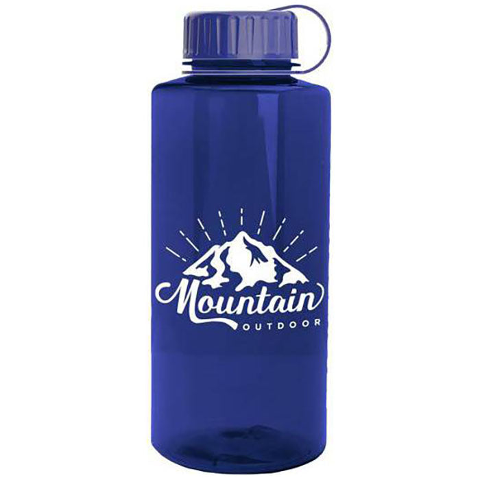 Garyline Transparent Navy Mountaineer Tritan Bottle with Tethered Lid - 36 oz.