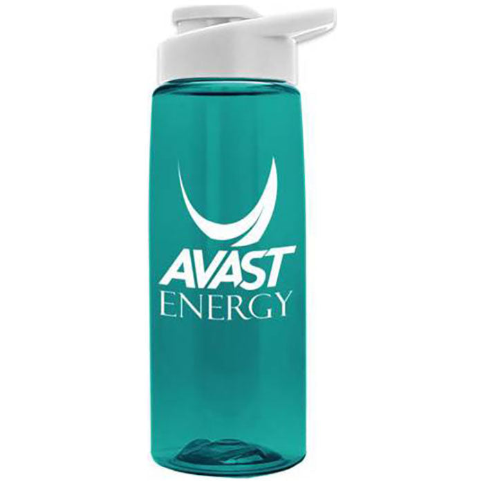 Garyline Transparent Teal Flair Tritan Bottle with Drink-Thru Lid - 26 oz.