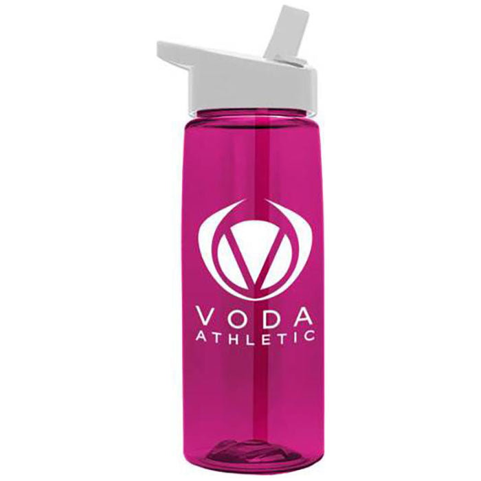 Garyline Transparent Hot Pink Flair Tritan Bottle with Flip-Straw Lid - 26 oz.