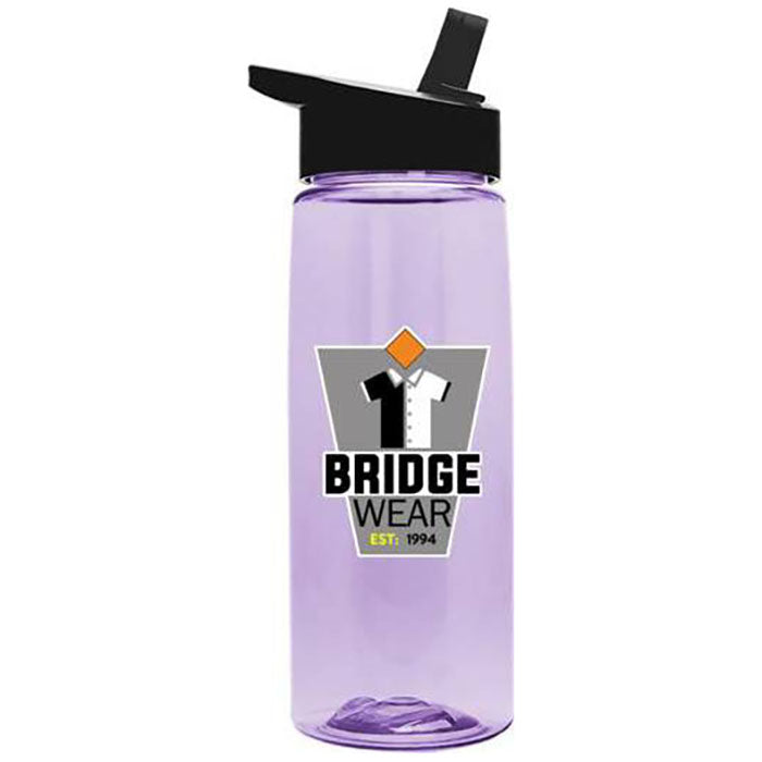 Garyline Transparent Lilac Flair Tritan Bottle with Flip-Straw Lid - 26 oz.