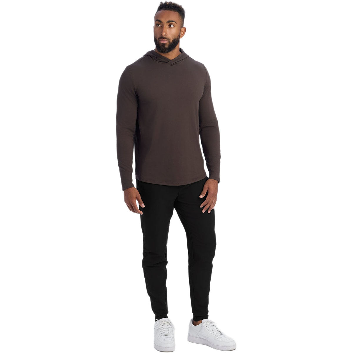 UNRL Men's Espresso Ultra Hooded Long Sleeve