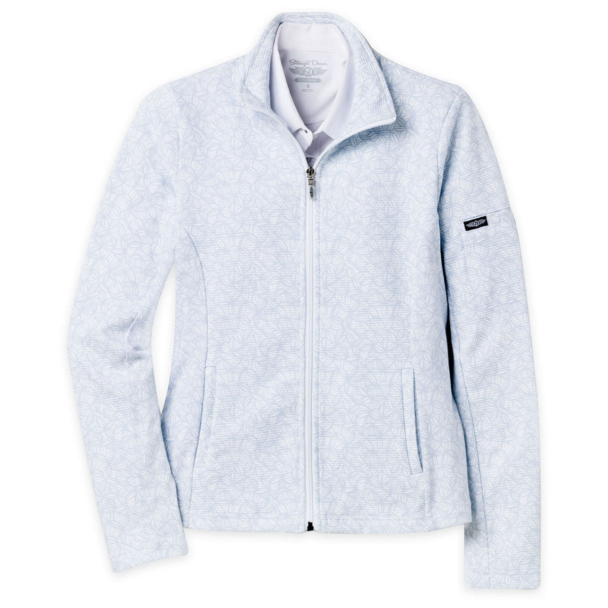 Straight Down Women's Leaves-Powder Blue Swing Jacket