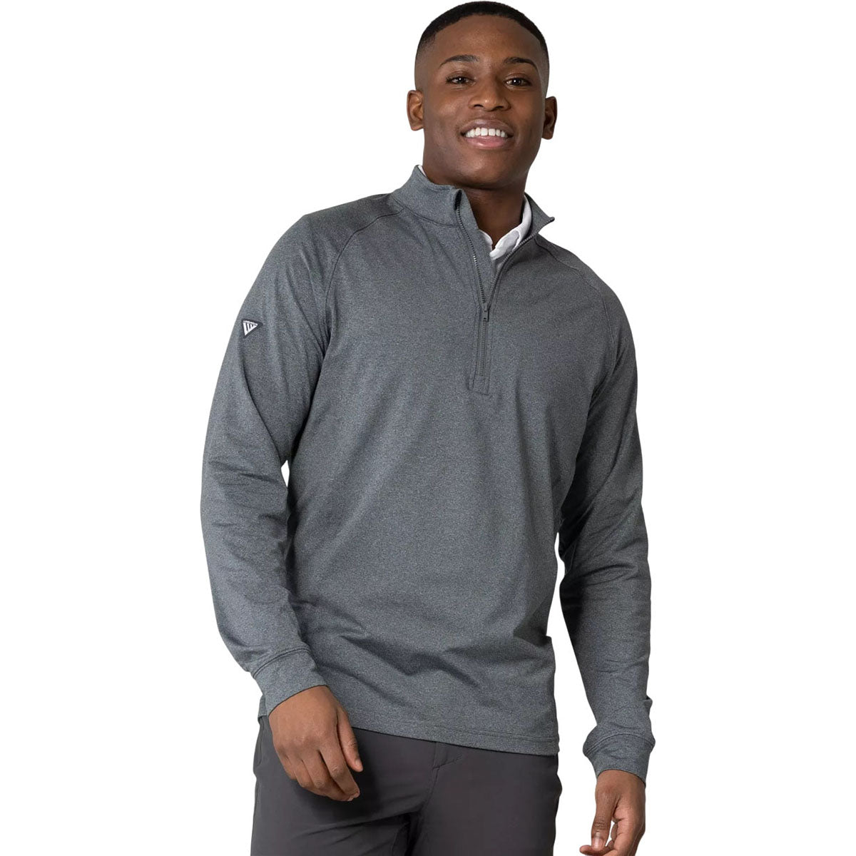 Levelwear Men's Heather Charcoal Calibre Recycled Quarter Zip