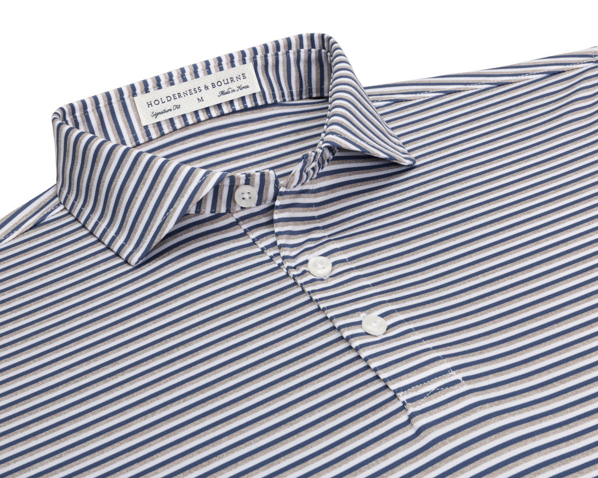 Holderness & Bourne Men's Pacific Blue/Heathered Dune/White The Fleming Shirt