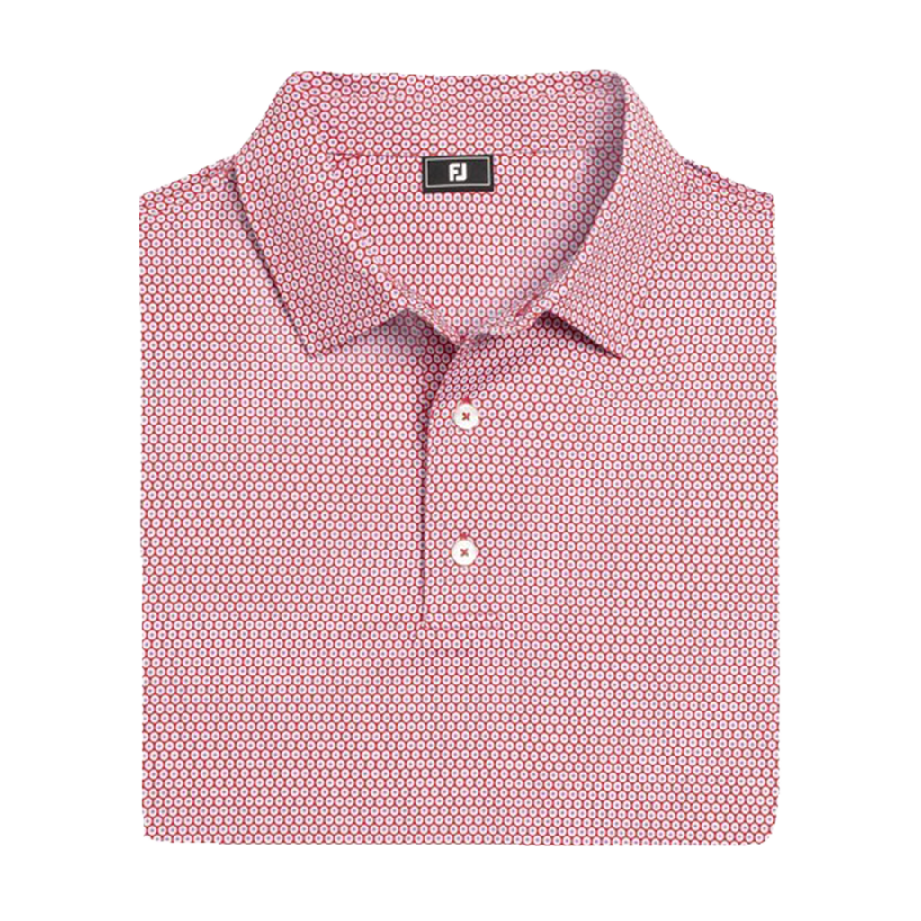 FootJoy Men's Red/White/Light Blue Stellar Print Lisle Shirt