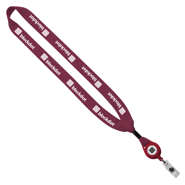 SnugZ Red 3/4" Cotton Lanyard with Metal Crimp & Red Retractable Badge Reel