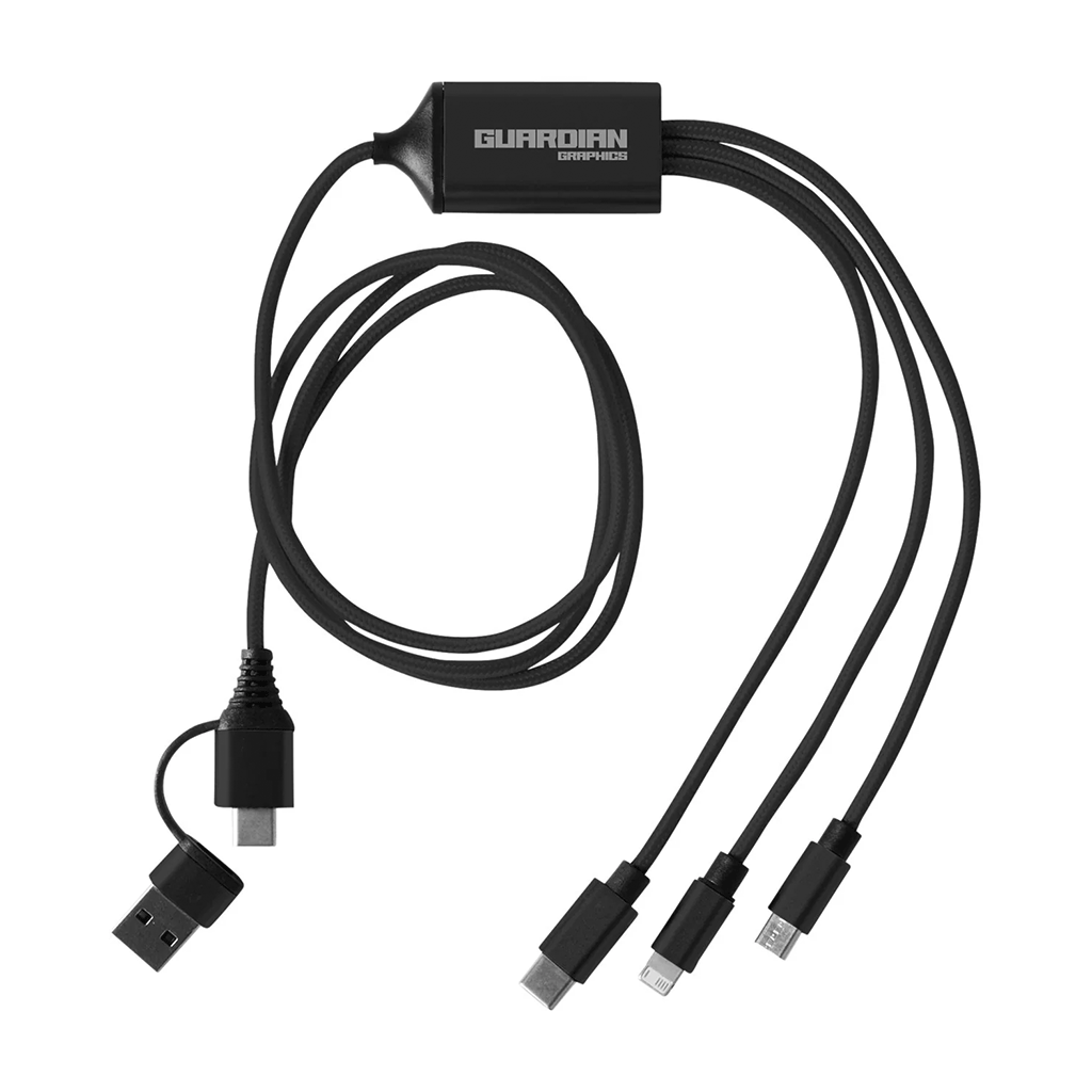 Primeline Black 3-in-1 Charging Cable with Dual Input