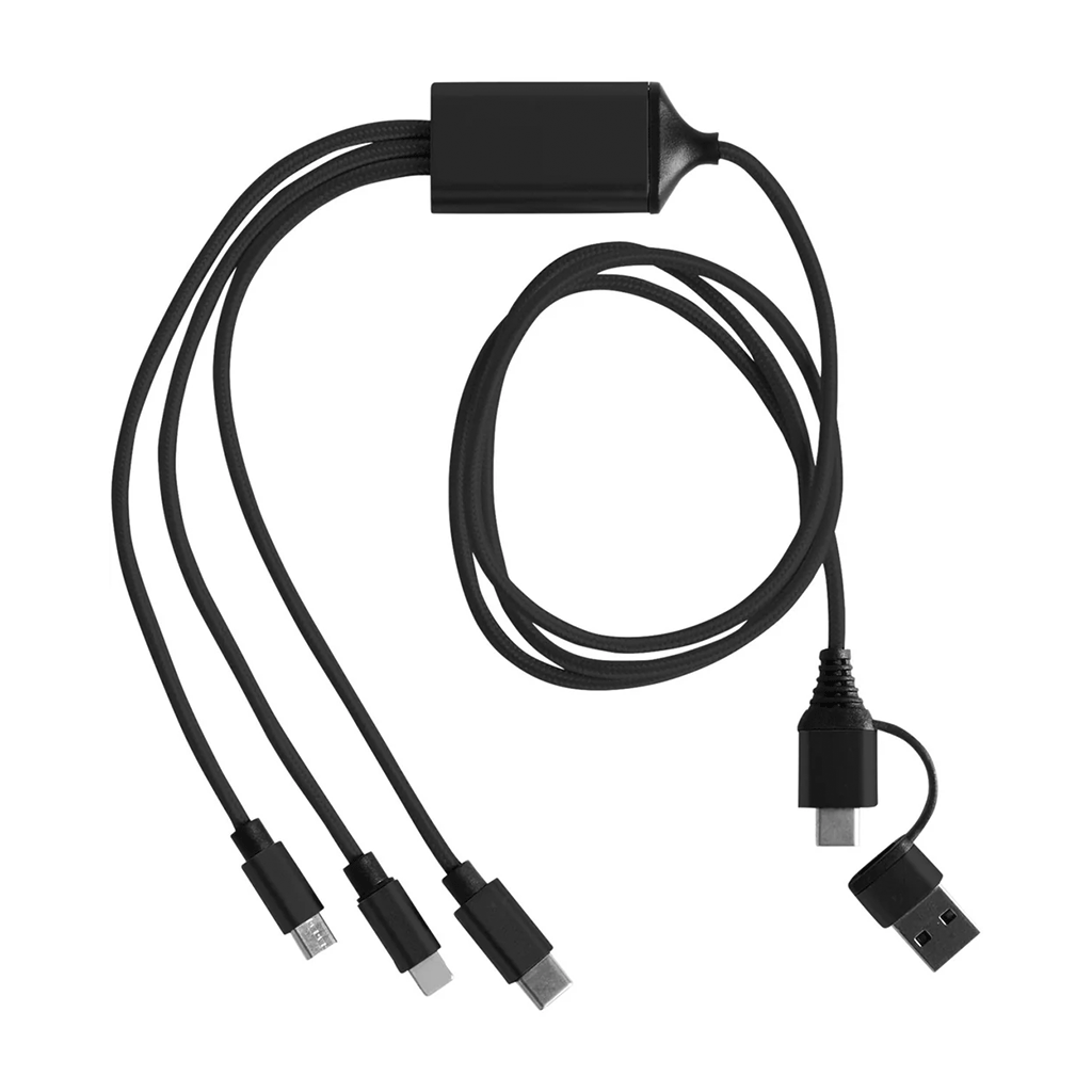 Primeline Black 3-in-1 Charging Cable with Dual Input