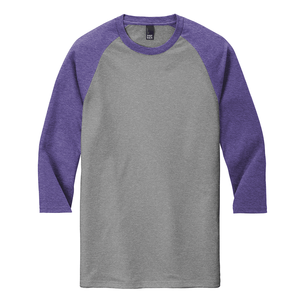District Unisex Purple Frost/ Grey Frost Perfect Tri 3/4-Sleeve Raglan