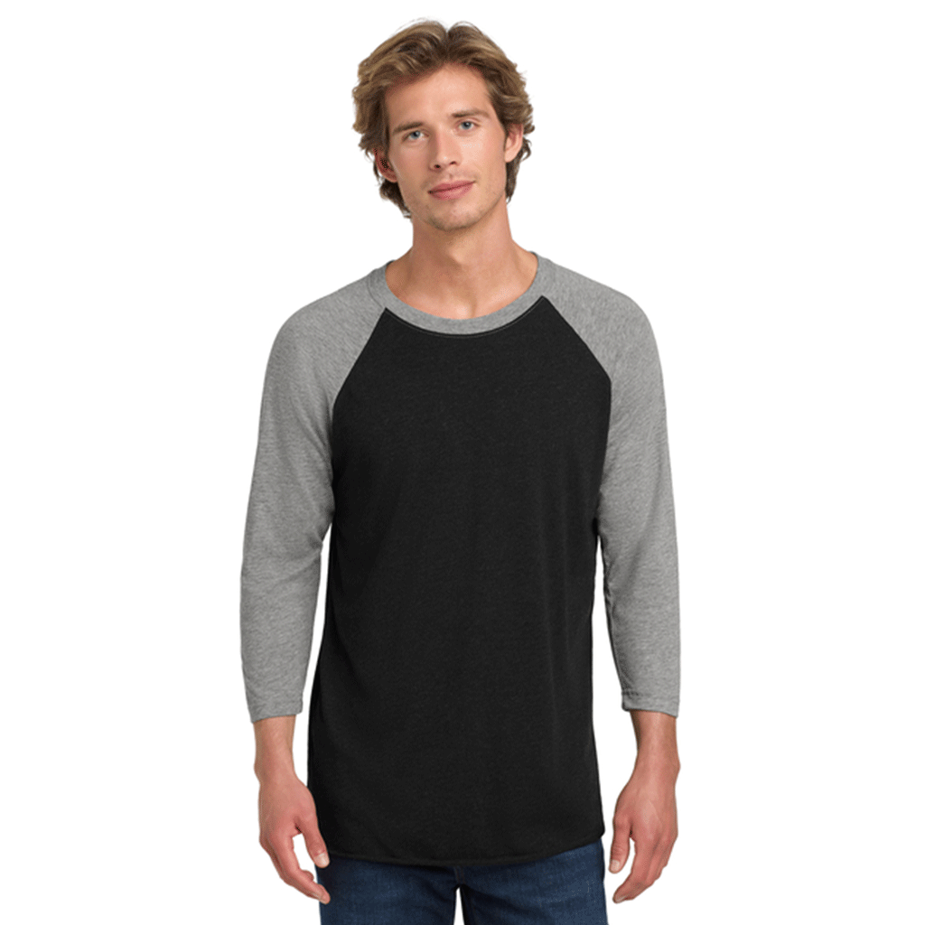 Next Level Apparel Unisex Premium Heather/Vintage Black Tri-Blend 3/4-Sleeve Raglan Tee