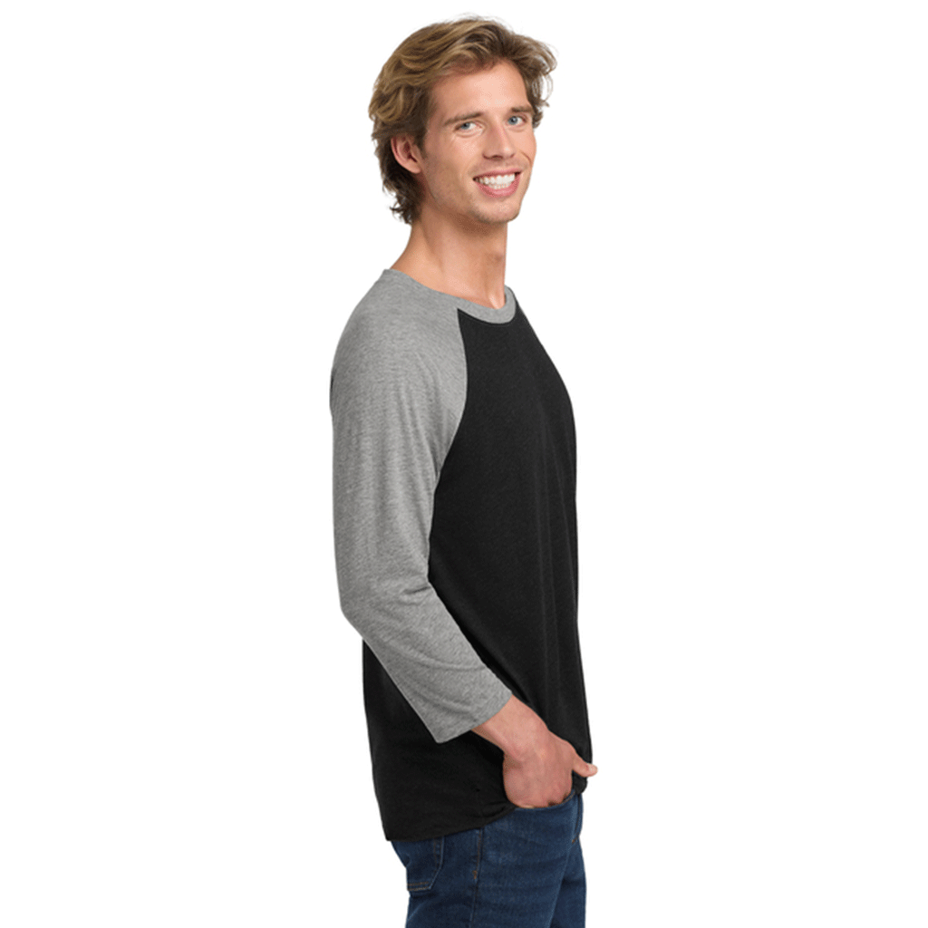 Next Level Apparel Unisex Premium Heather/Vintage Black Tri-Blend 3/4-Sleeve Raglan Tee