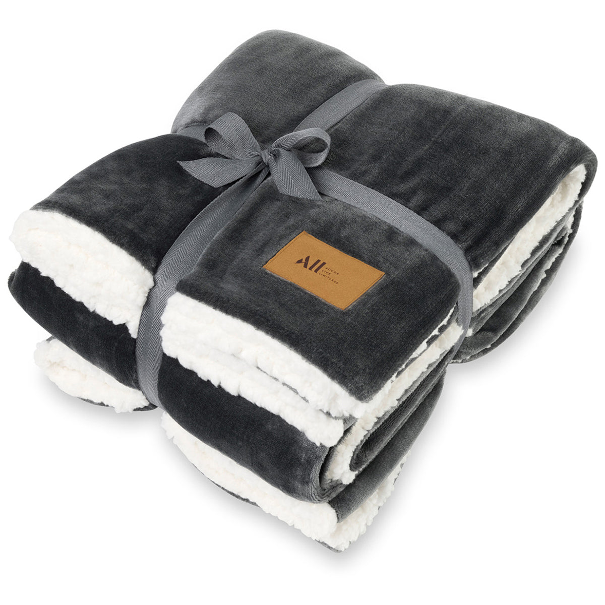 48-Hour Gemline Charcoal Mink Sherpa Blanket