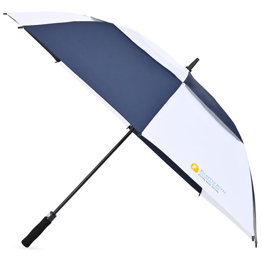 Elements Navy/White 60" Recycled Auto Open Double Canopy Golf Umbrella