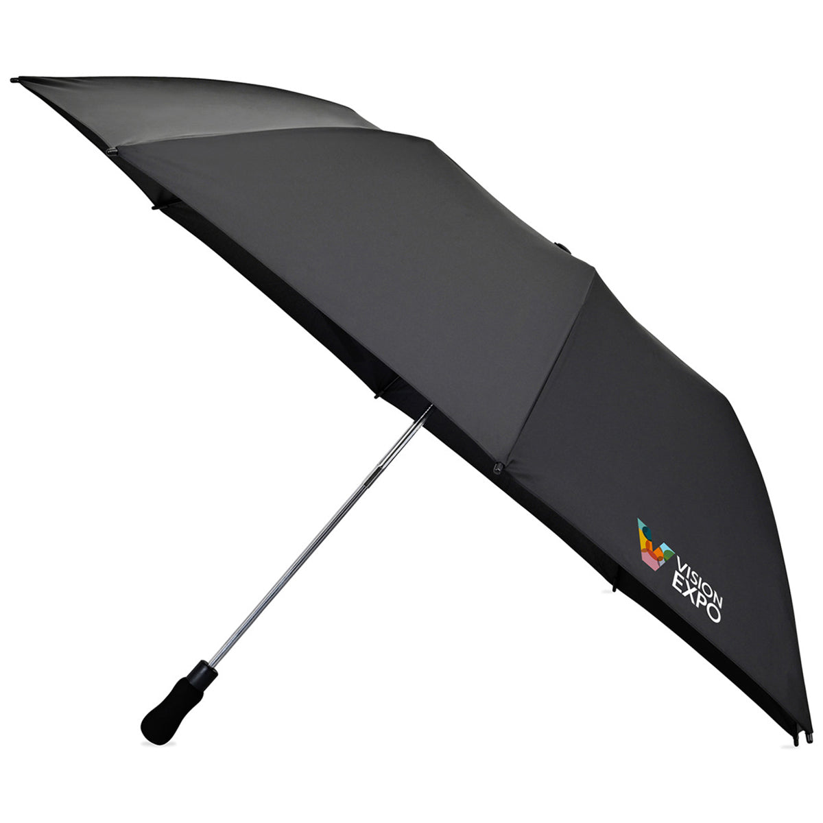 Elements Black 58" Recycled Auto Open Travel Folding Umbrella