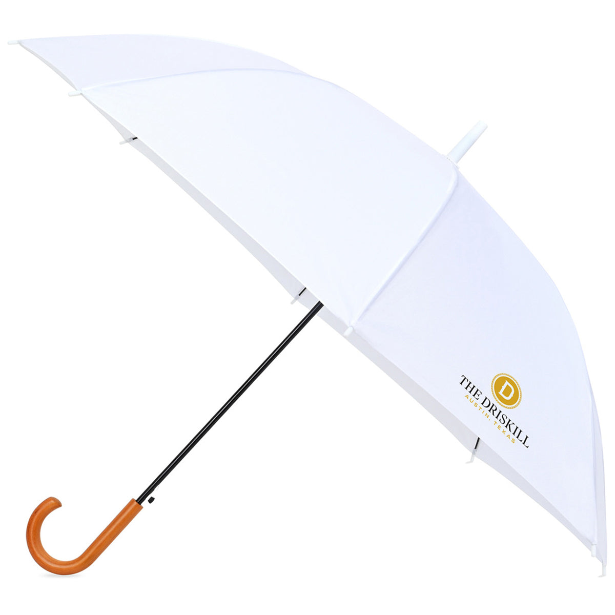 Elements White 50" Recycled Auto Open Hospitality Umbrella