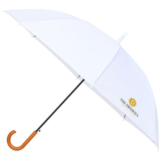 Elements White 50" Recycled Auto Open Hospitality Umbrella