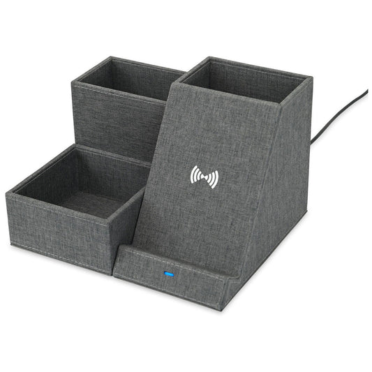 Gemline Charcoal Heather Eden Wireless Charging Desk Organizer