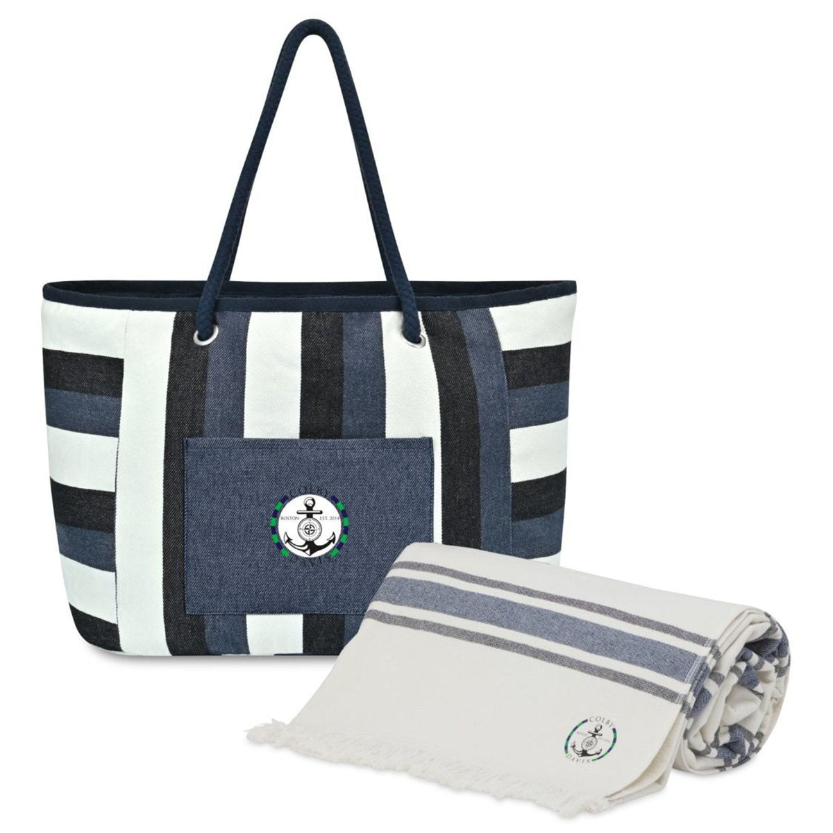 Gemline Bayside Stripe Bayside Boat Bag & Towel Set