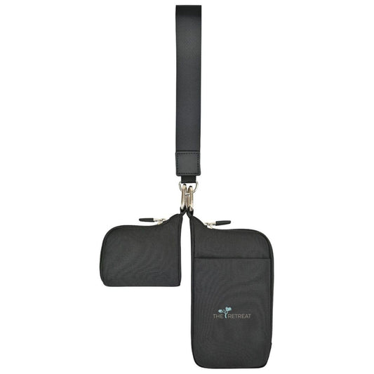 Gemline Black Well Studio Recycled Nylon Dual Pouch Lanyard - AWARE