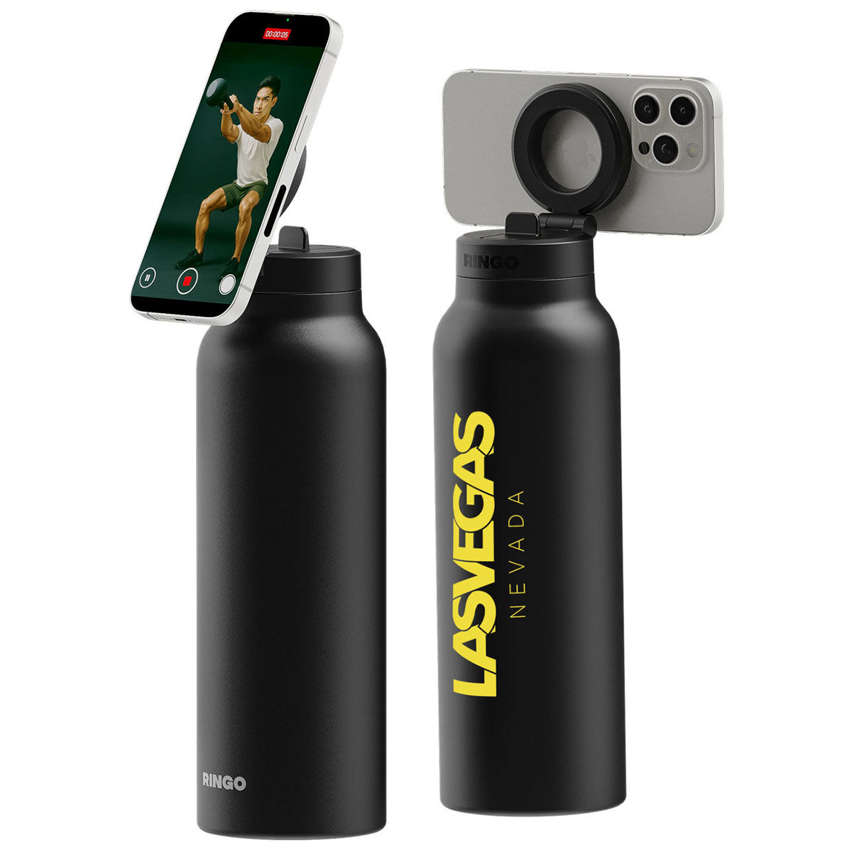 RINGO Black Pro Water Bottle with Magnetic Booster Ring - 32 Oz.