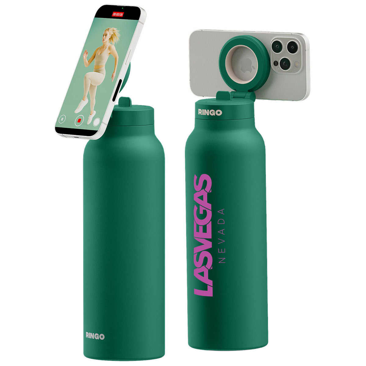 RINGO Green Pro Water Bottle with Magnetic Booster Ring - 32 Oz.