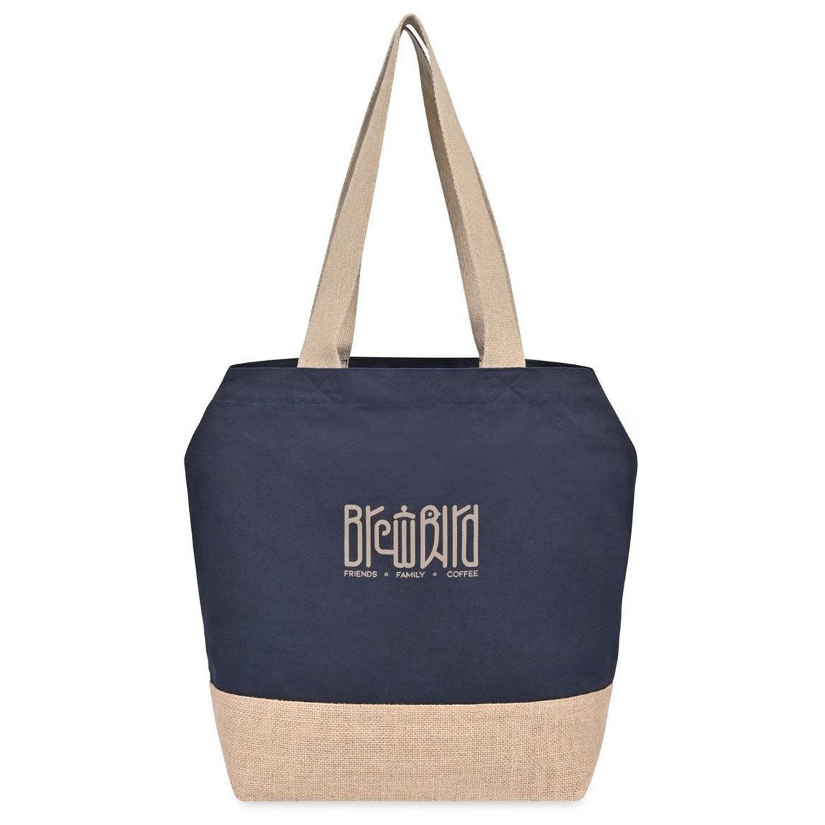 Gemline Navy Recycled Cotton Canvas Jute Tote - AWARE
