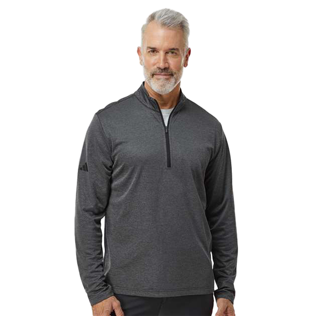 Adidas Men's Grey One Heather Space Dyed Quarter-Zip Pullover