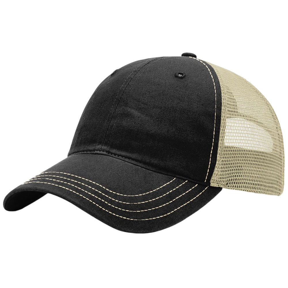 Richardson Black/Khaki Garment Washed Trucker