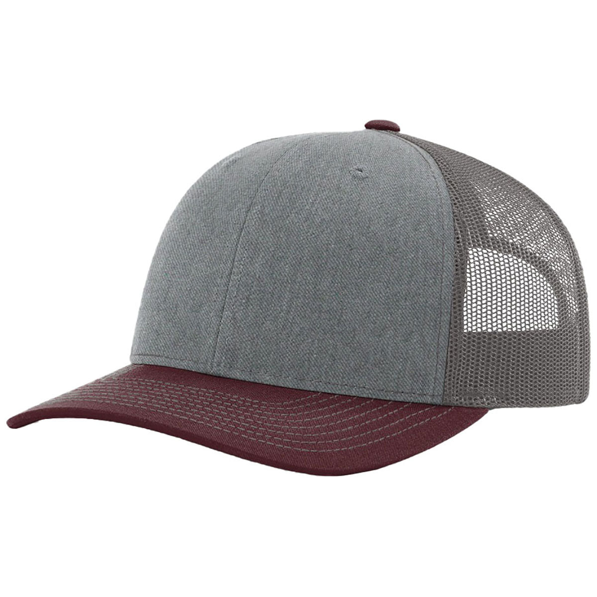 Richardson Heather Grey/Charcoal/Maroon Trucker Cap