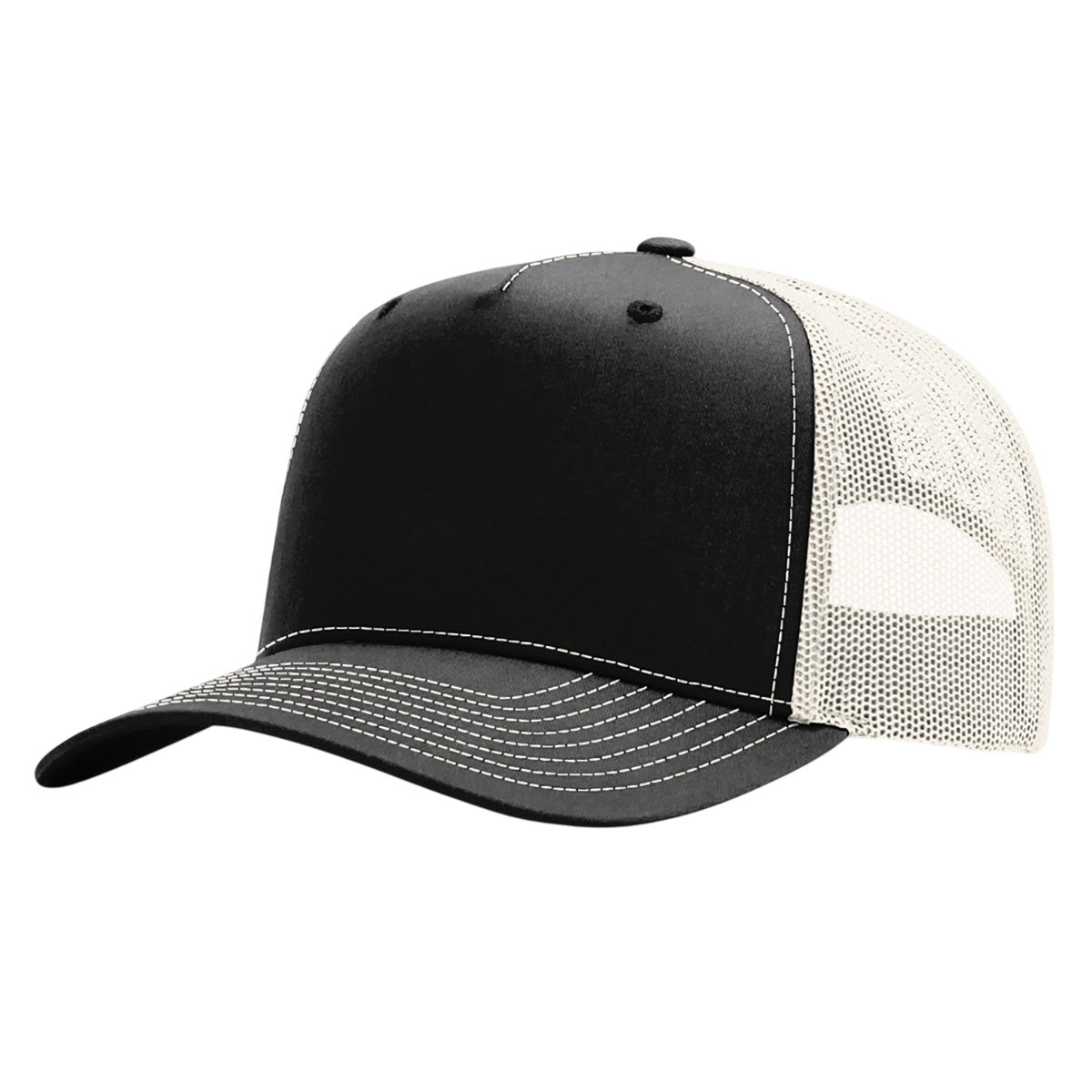 Richardson Black/Birch Five-Panel Champ Trucker