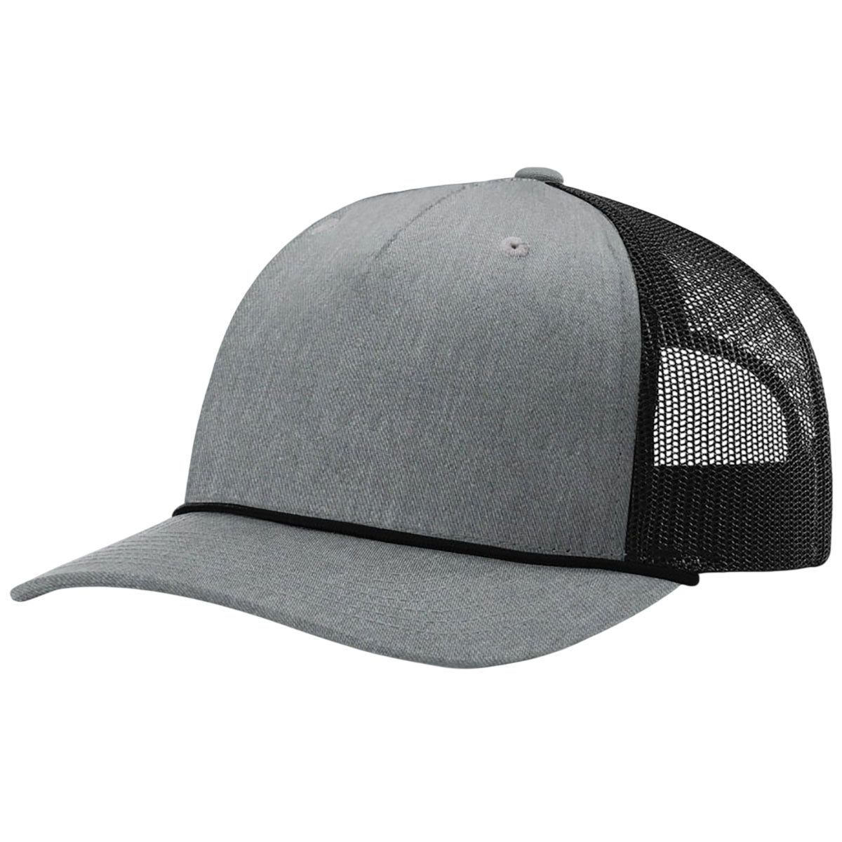 Richardson Heather Grey/Black/Black Five-Panel with Rope
