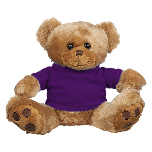 Hit 8 1/2" Big Paw Brown Bear with Purple T-Shirt