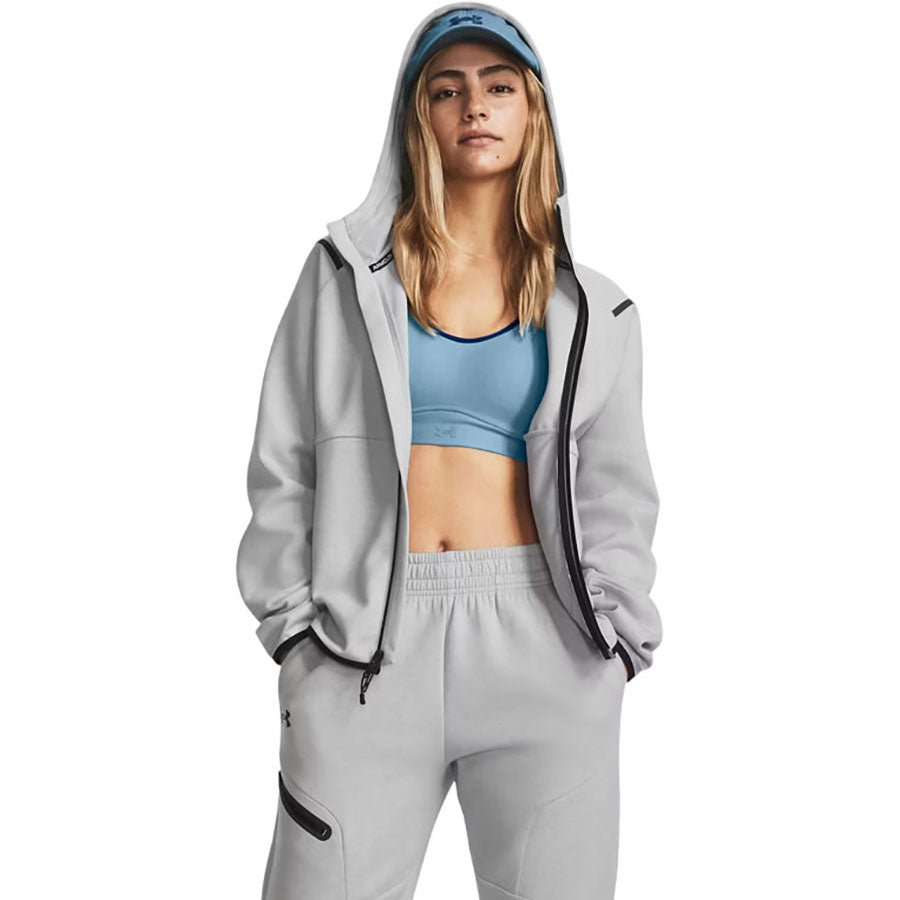 Under Armour Women's Mod Grey/Black Unstoppable Fleece Full-Zip