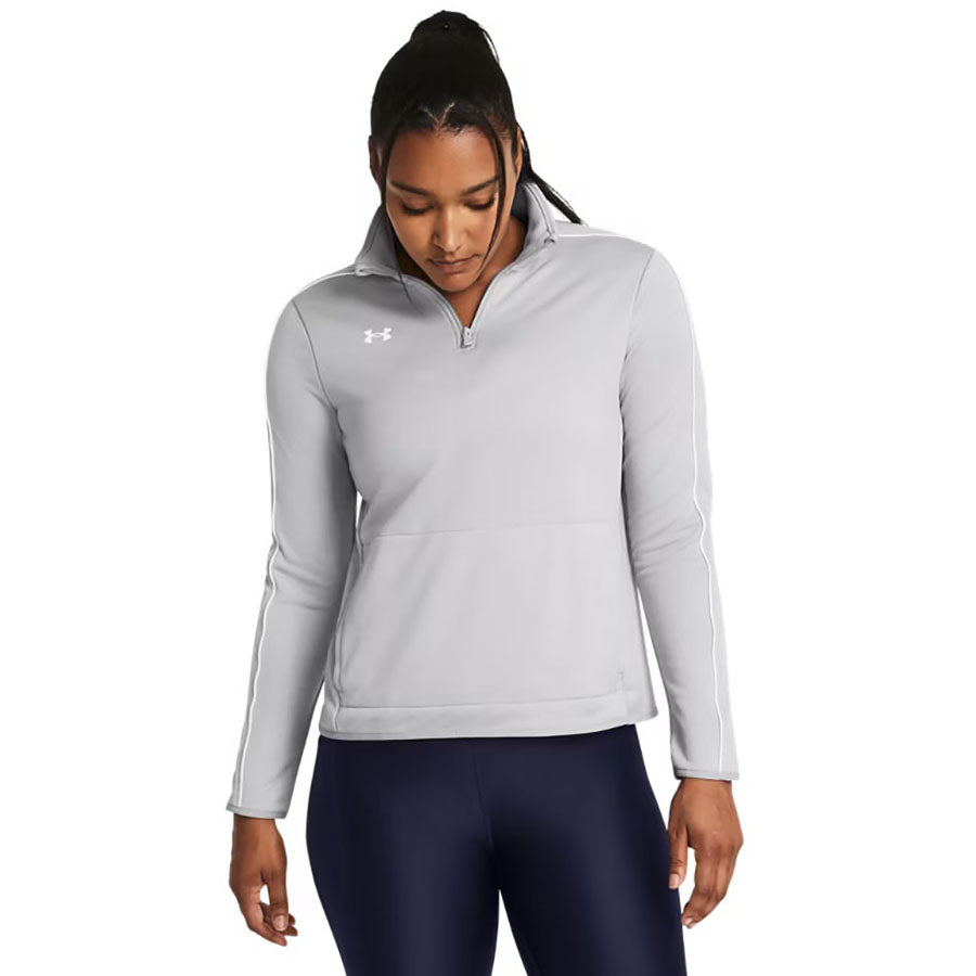 Under Armour Women's Mod Grey/White Command Warm Up 1/4 Zip