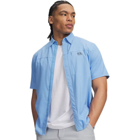 Under Armour Men's Horizon Blue/Black Fish Pro Hybrid Woven Short Sleeve