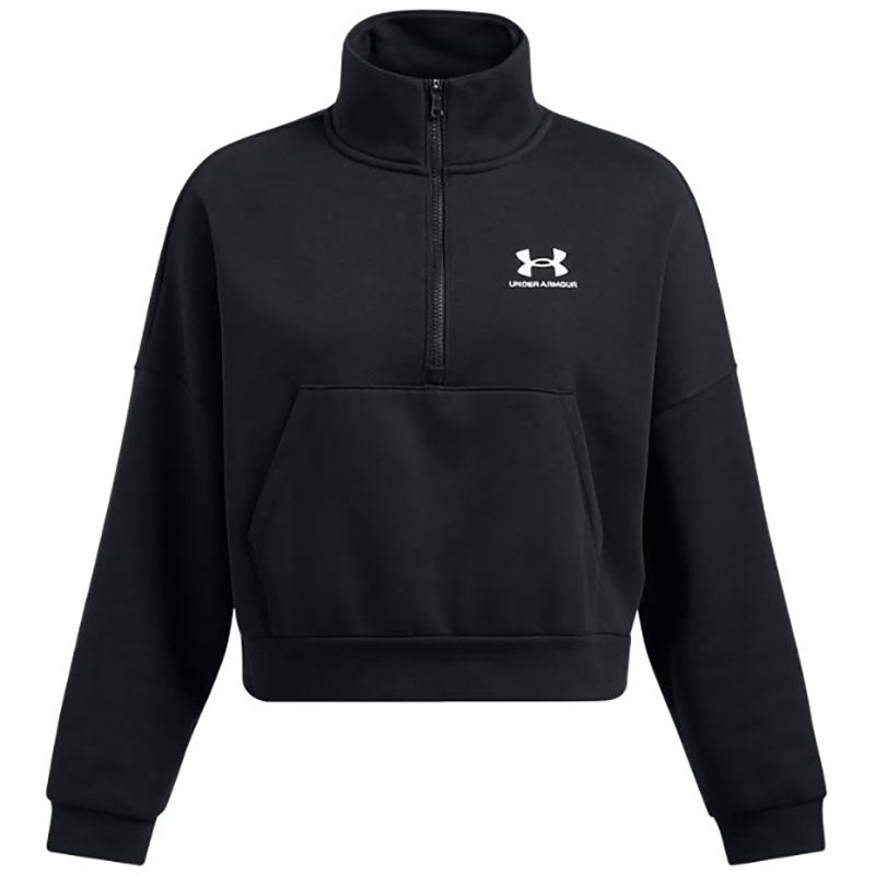 Under Armour Women's Black/White Icon Fleece Oversized 1/2 Zip