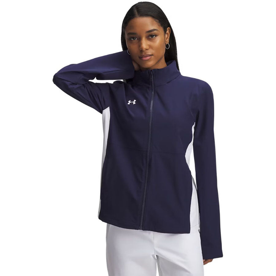 Under Armour Women's Midnight Navy/White/White Rival Stretch Woven Jacket