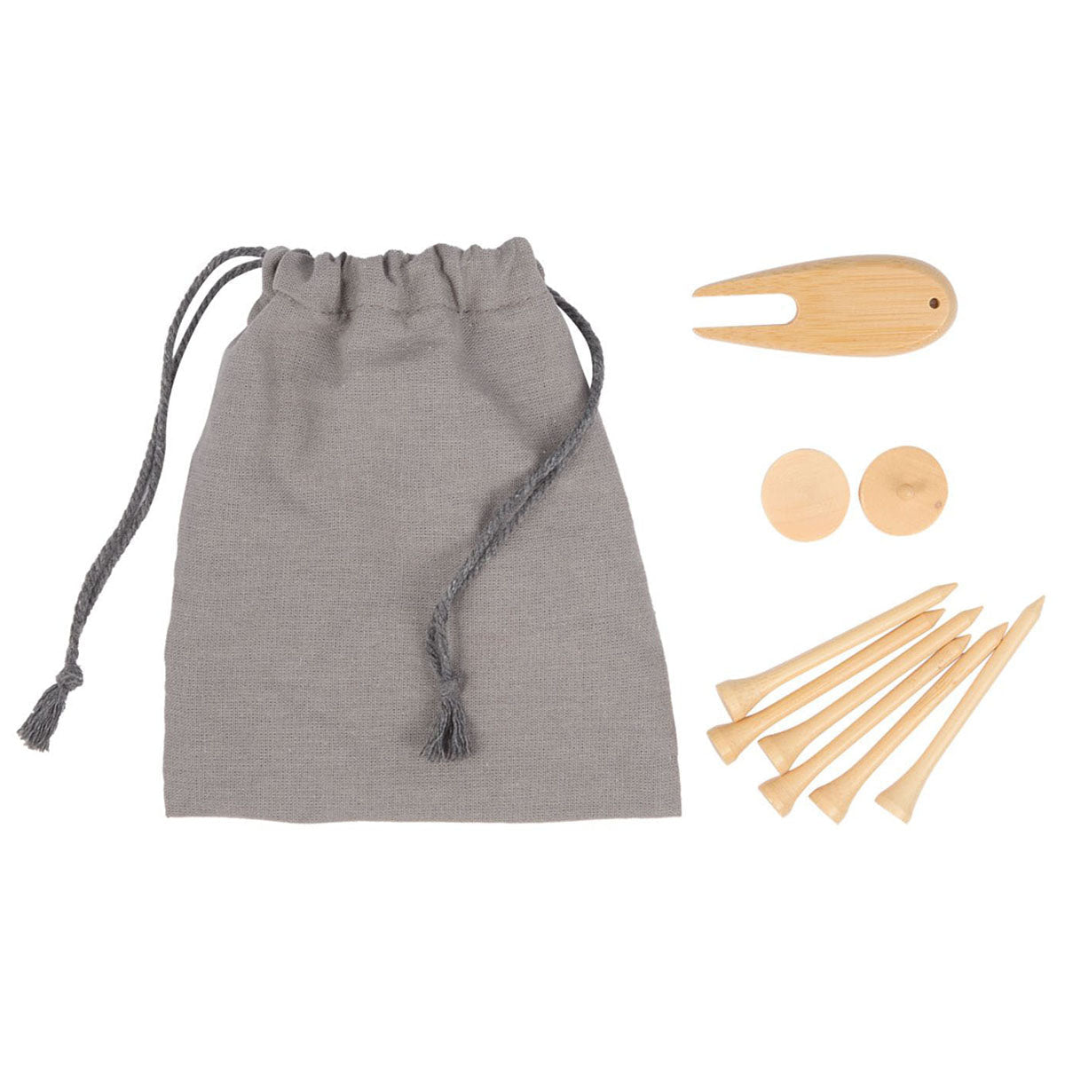 Leed's Grey Bamboo Golf Tee Set with Recycled Pouch
