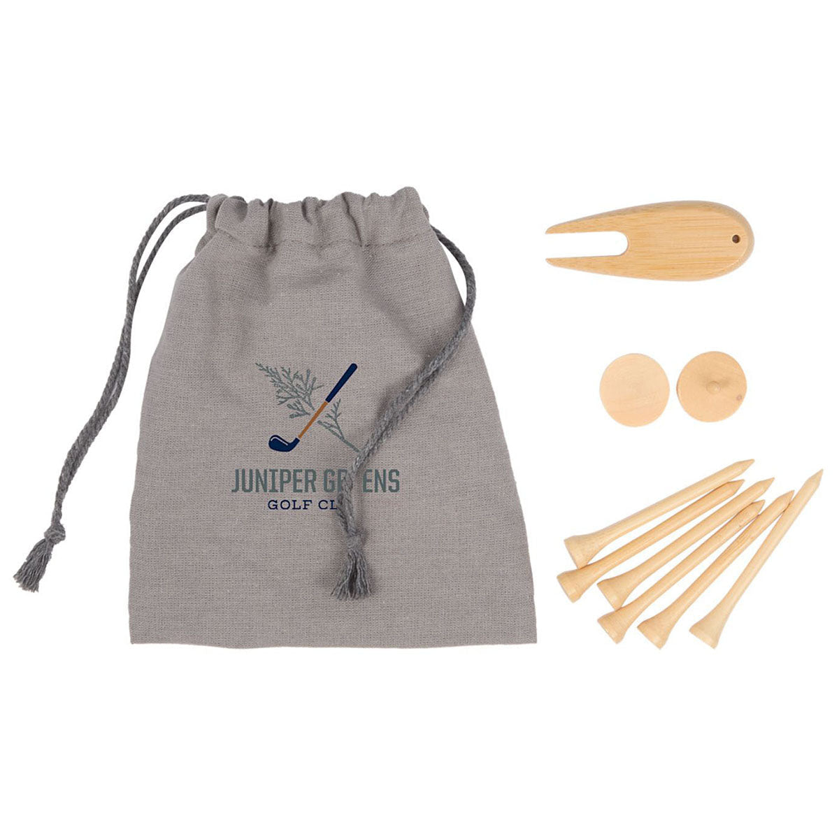 Leed's Grey Bamboo Golf Tee Set with Recycled Pouch