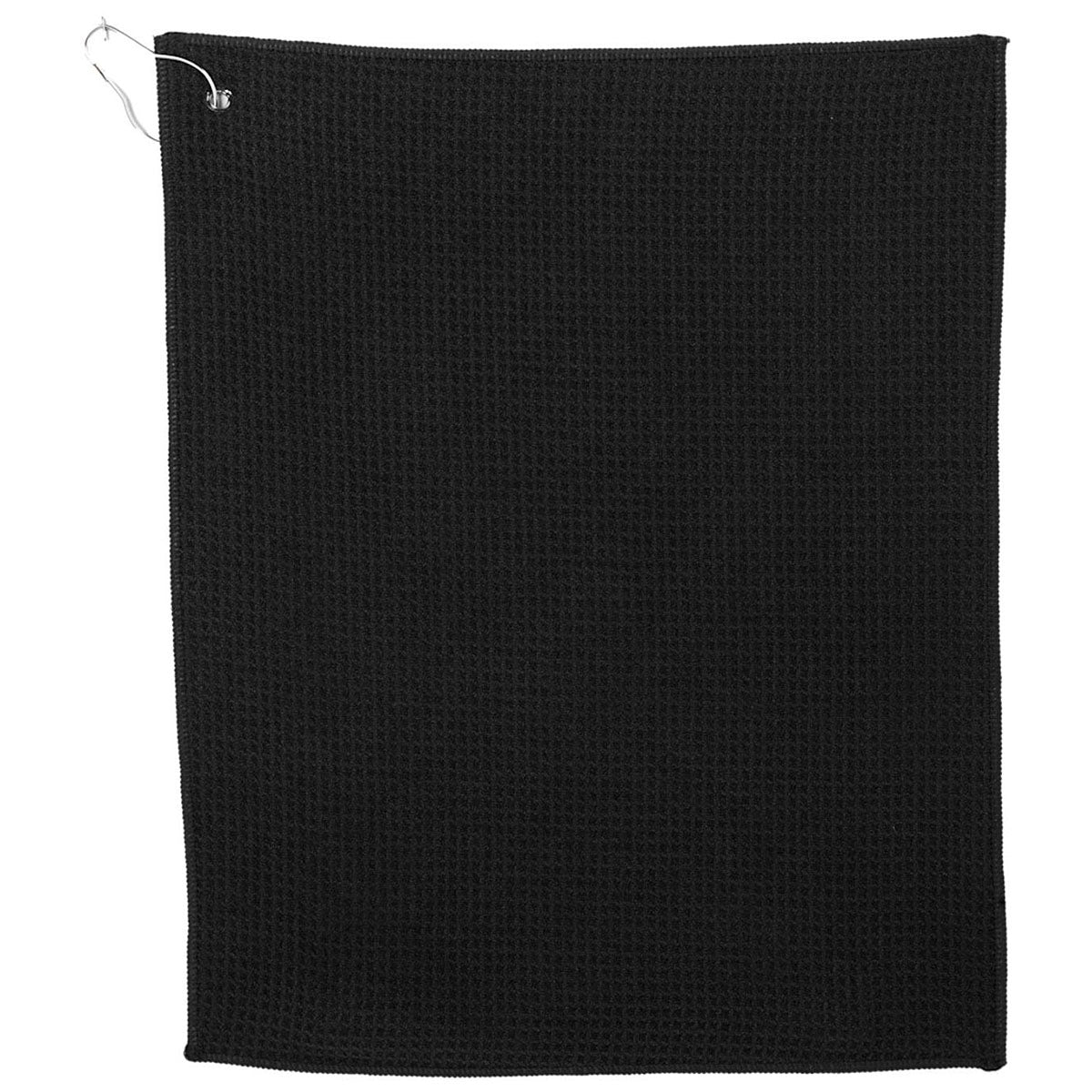 Leed's Black 15" x 18" RPET 200g Microfiber Waffle Towel