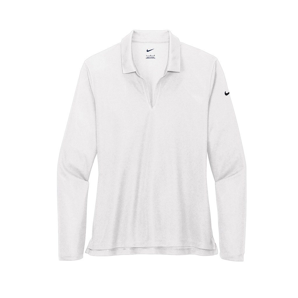 Nike Women's White Dri-FIT Micro Pique 2.0 Long Sleeve Polo